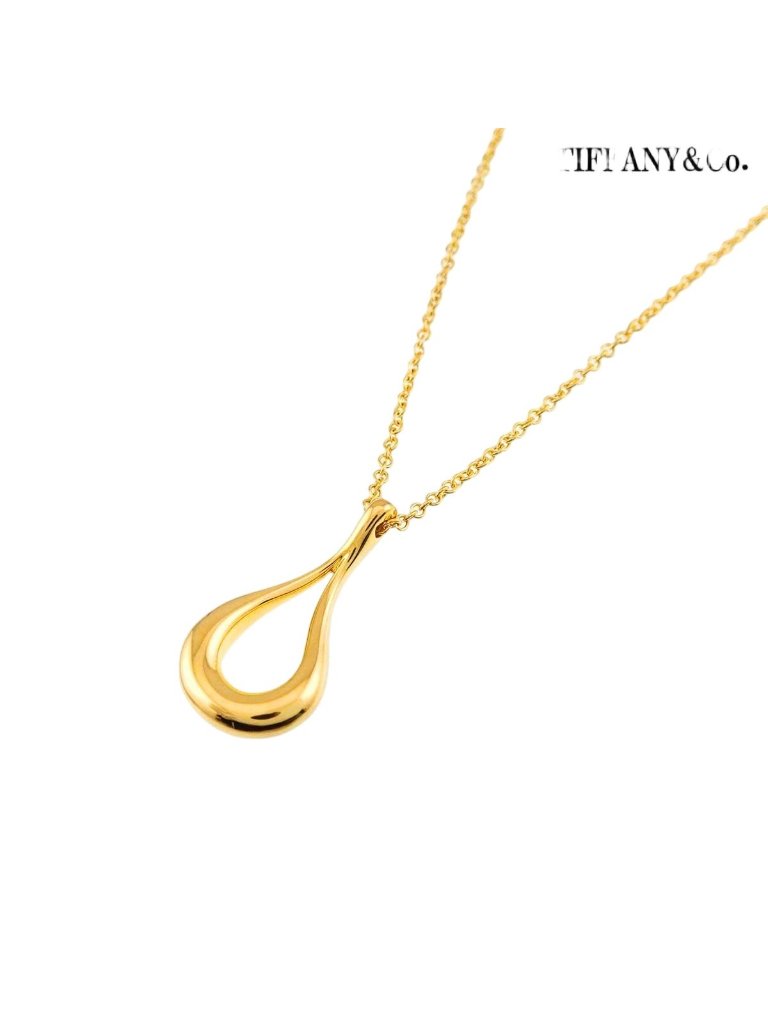 Tiffany  Co Open Teardrop Necklace 40 18k Yg Yellow Gold